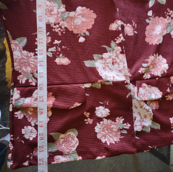 Cute Floral Burgundy Open Front Blazer Jacket Size XL - Picture 11 of 11